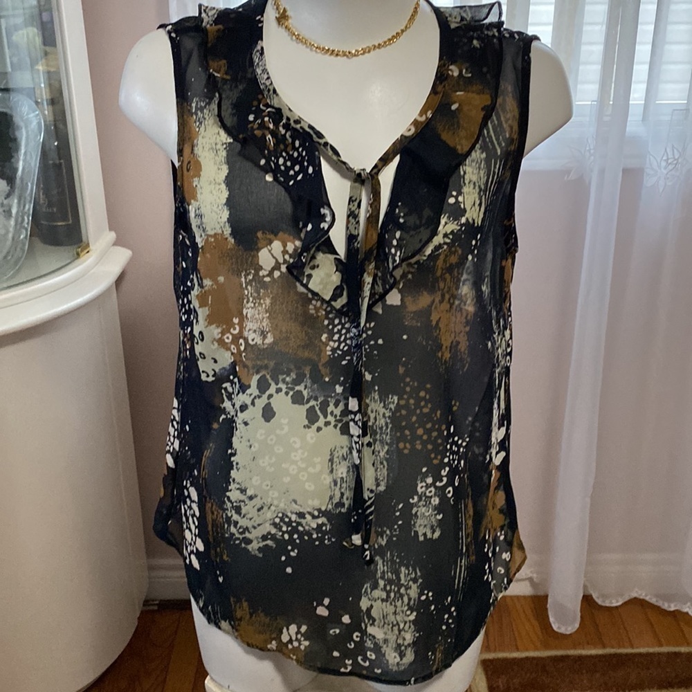Cabi  Gray & Brown Burst Incandescent Sleeveless Top - Sz M EUC - Picture 6 of 13